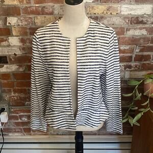 Loft White and Navy Blue Peplum Blazer Size M